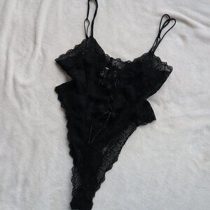Vintage Victoria's Secret Black Lace Teddy Size Medium